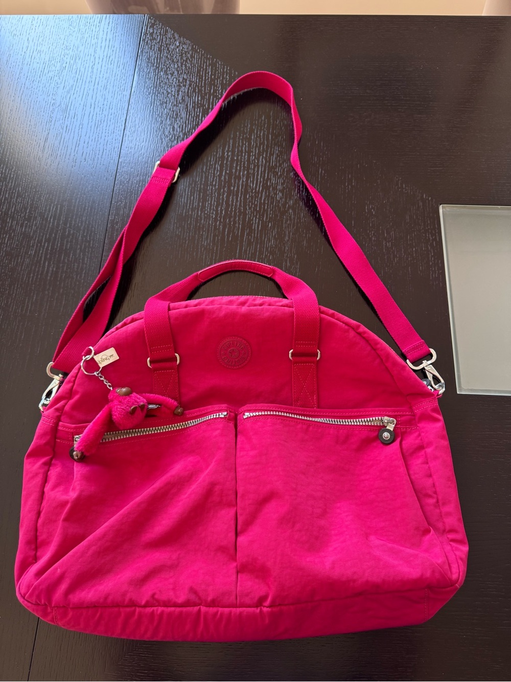 Kipling Hot Pink Convertible Shoulder Bag with Detachable Strap